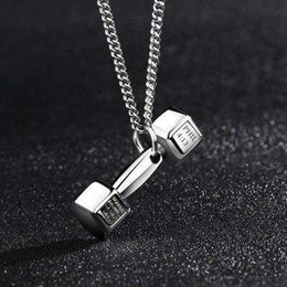 COLLIER FITNESS - CHAINE AVEC PENDENTIF HALTÈRE OR 60CM