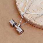 FITNESS NECKLACE - DUMBBELL LARGE BODYBUILDER SILVER - Vignette | LE BOX DU FITNESS®