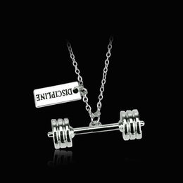 COLLIER FITNESS - HALTÈRE STYLE MILITAIRE ZINC