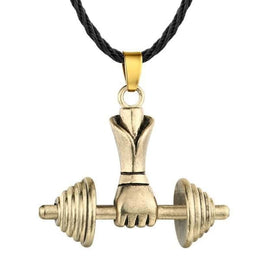 COLLIER FITNESS - POING HALTÈRE EN ACIER INOXIDABLE