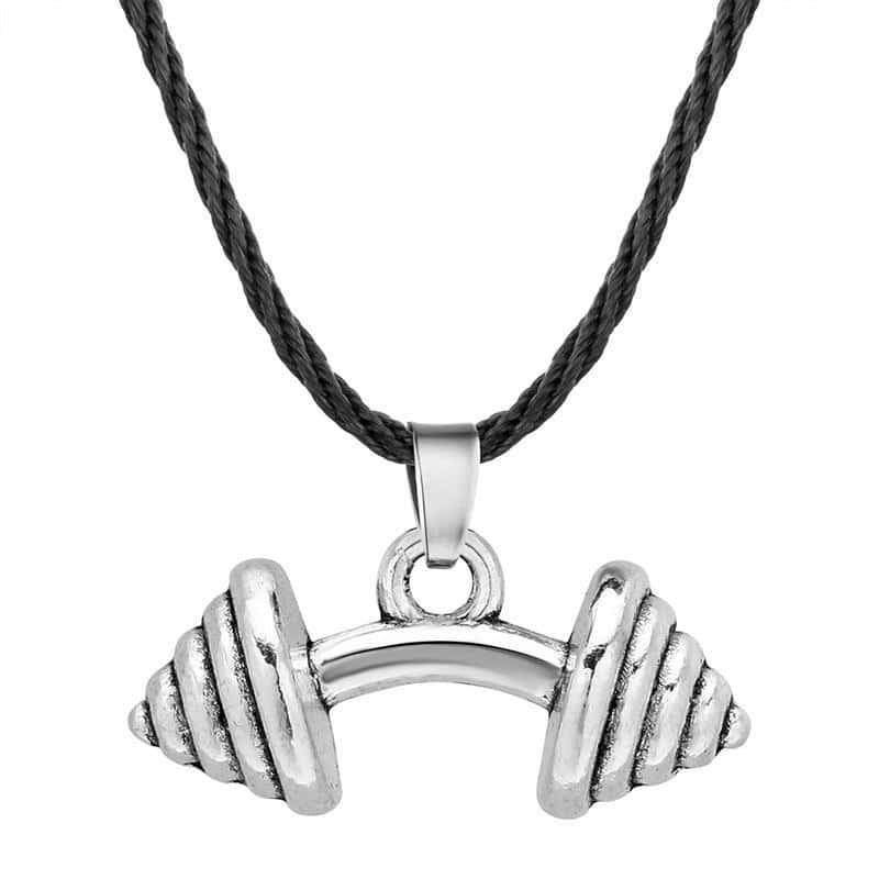 COLLIER FITNESS - POING HALTÈRE EN ACIER INOXIDABLE