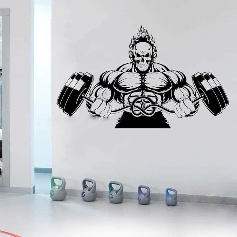 DÉCO MURALE -BODYBUILDER FITNESS BARBEL CRANE ENFLAME